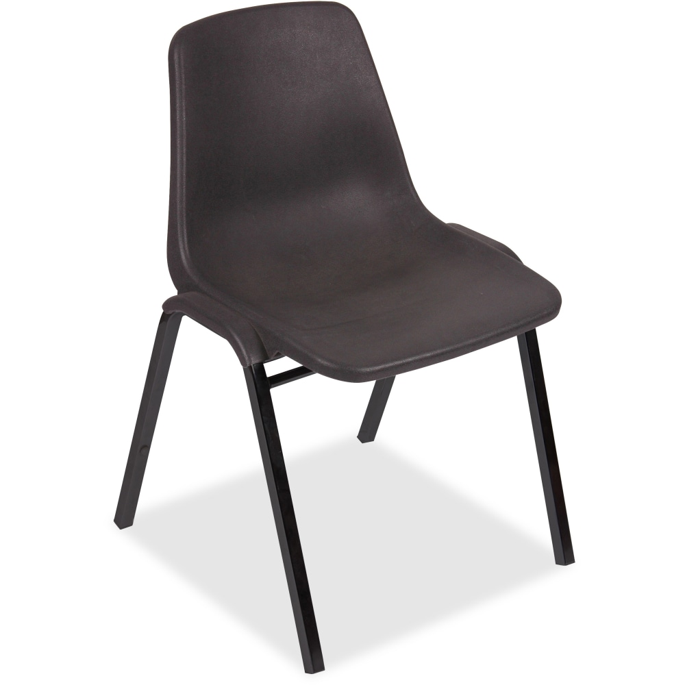 Lorell Plastic, Plastic Back Stacking Chair 19 3/10in Seat Width, Black Seat/Black Frame, Quantity: 4 MPN:85567