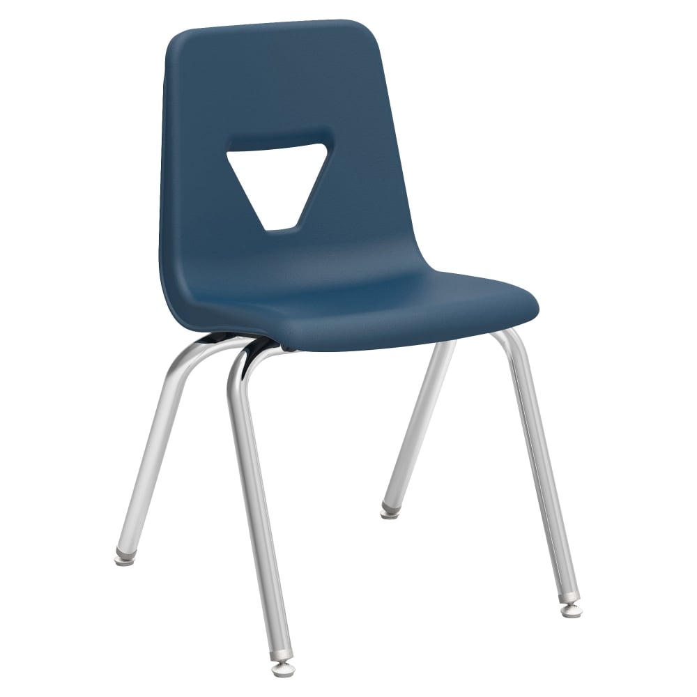 Lorell Classroom Student Stack Chairs, 18inH Seat, Navy/Silver, Set Of 4 MPN:99890
