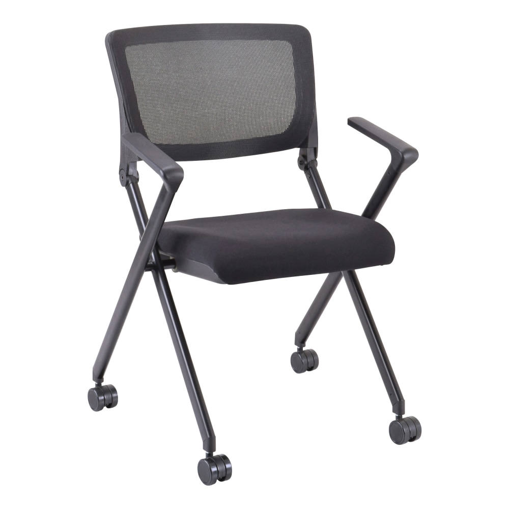 Lorell Mesh Back Nesting Chairs, With Arms, Black, Set Of 2 Chairs MPN:LLR41845