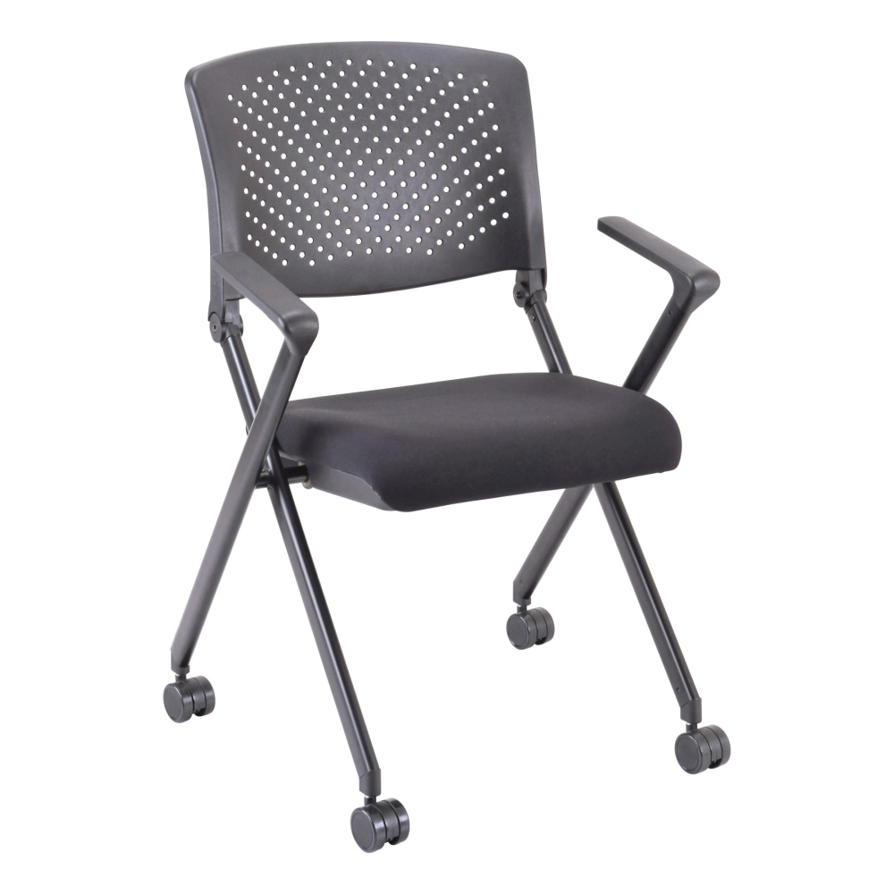 Lorell Nesting Plastic-Back Chairs, With Arms, Black, Set Of 2 Chairs MPN:LLR41847