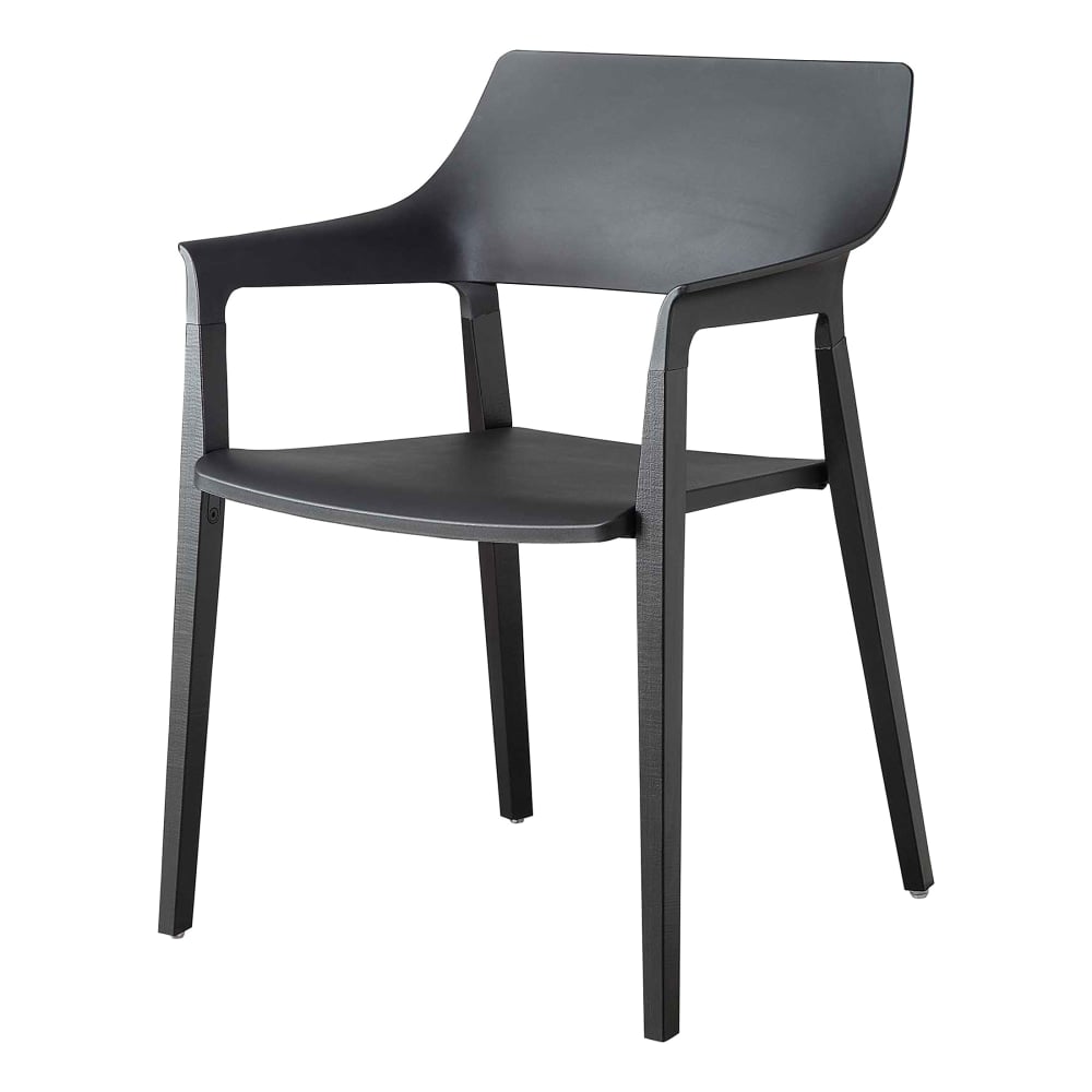Lorell Plastic Stack Chairs With Wood Legs, Black, Set Of 2 MPN:LLR42959