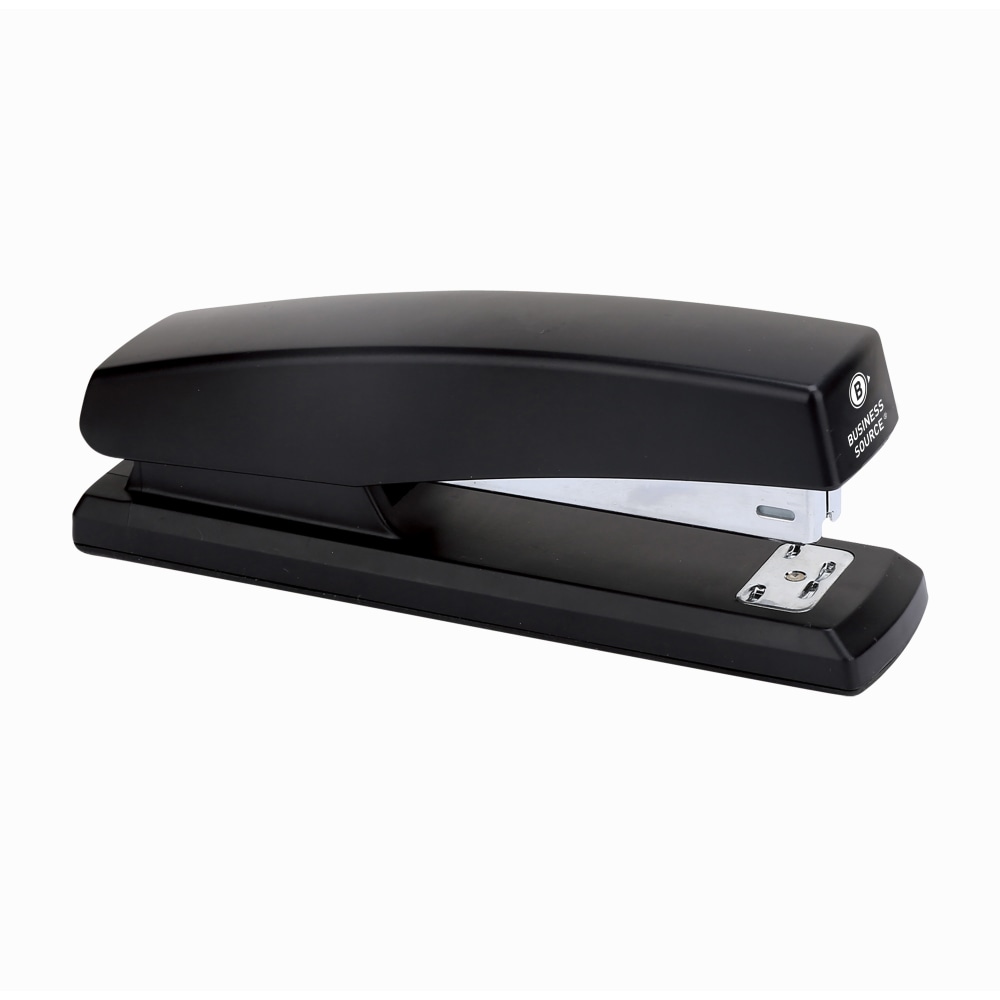 Business Source Full-Strip Desktop Stapler - Staples Upto 20 Sheet - Holds Upto 210 Staple - Full Strip - 3.50in Throat Depth - Black - Metal, Plastic MPN:65648