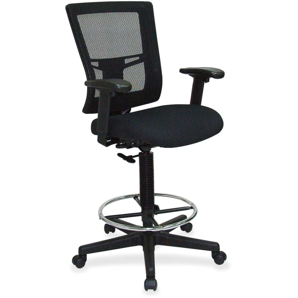 Lorell Breathable Mesh/Fabric Drafting Stool, Black MPN:43100