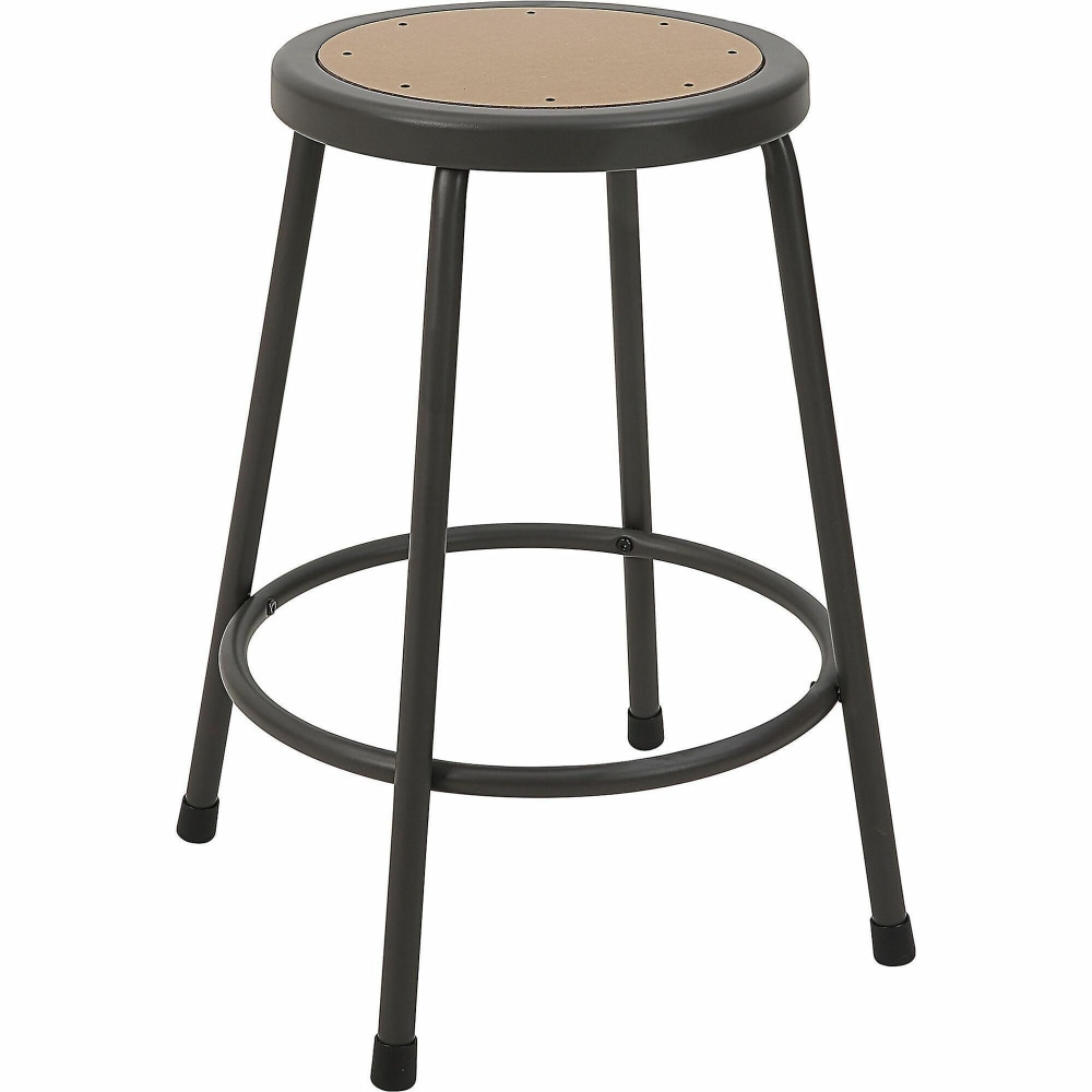 Lorell Metal Shop Stool, 24in Wood Medium Density Fiber (MDF) Seat Material, Light Gray MPN:83080