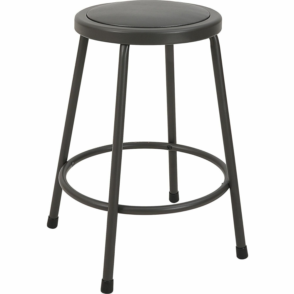 Lorell Metal Shop Stool, 24in Vinyl Seat Material, Light Gray MPN:83081