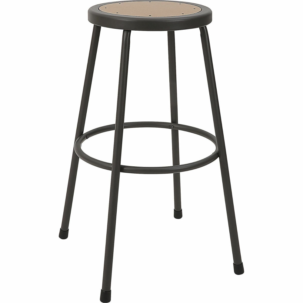 Lorell Metal Shop Stool, 30in Wood Medium Density Fiber (MDF) Seat Material, Light Gray MPN:83082