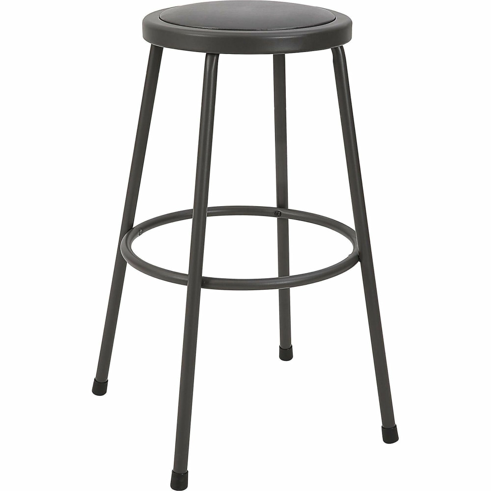 Lorell Metal Shop Stool, 30in Vinyl Seat Material, Light Gray MPN:83083