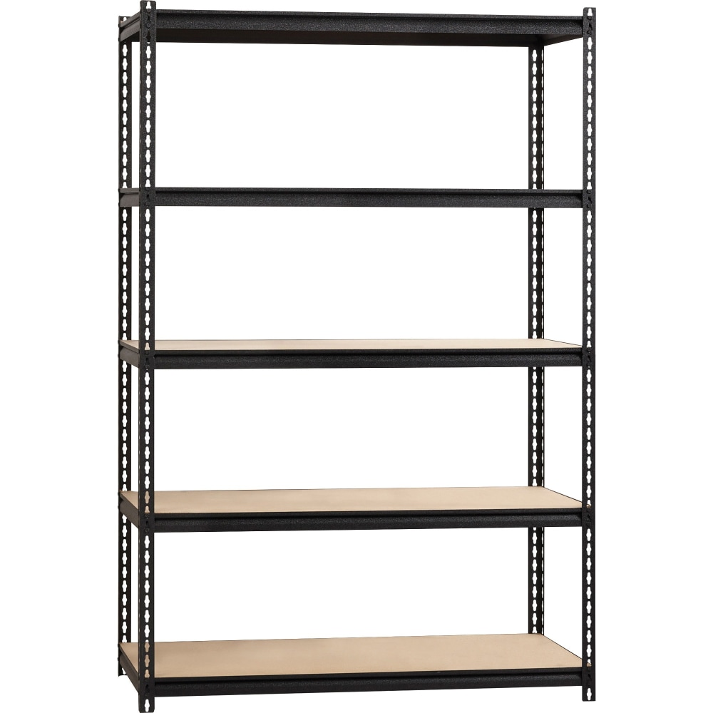 Lorell Iron Horse 2300 lb Capacity Riveted Shelving - 5 Shelf(ves) - 72in x 48inx 18in Depth - 30% Recycled - Black - Steel, Particleboard - 1 Each MPN:59698