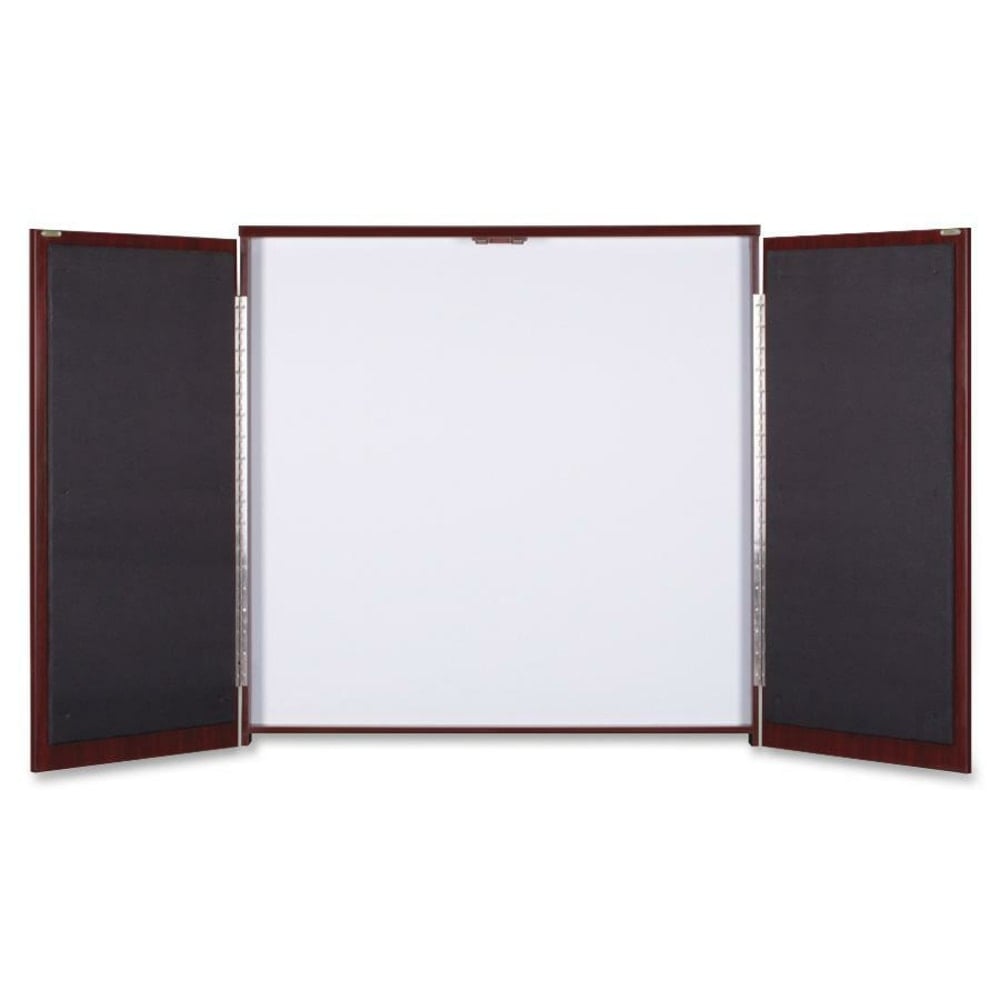 Lorell Dry-Erase Whiteboard Presentation Cabinet, 47.3inH x 47.3inW x 4.8inD, Mahogany MPN:69865