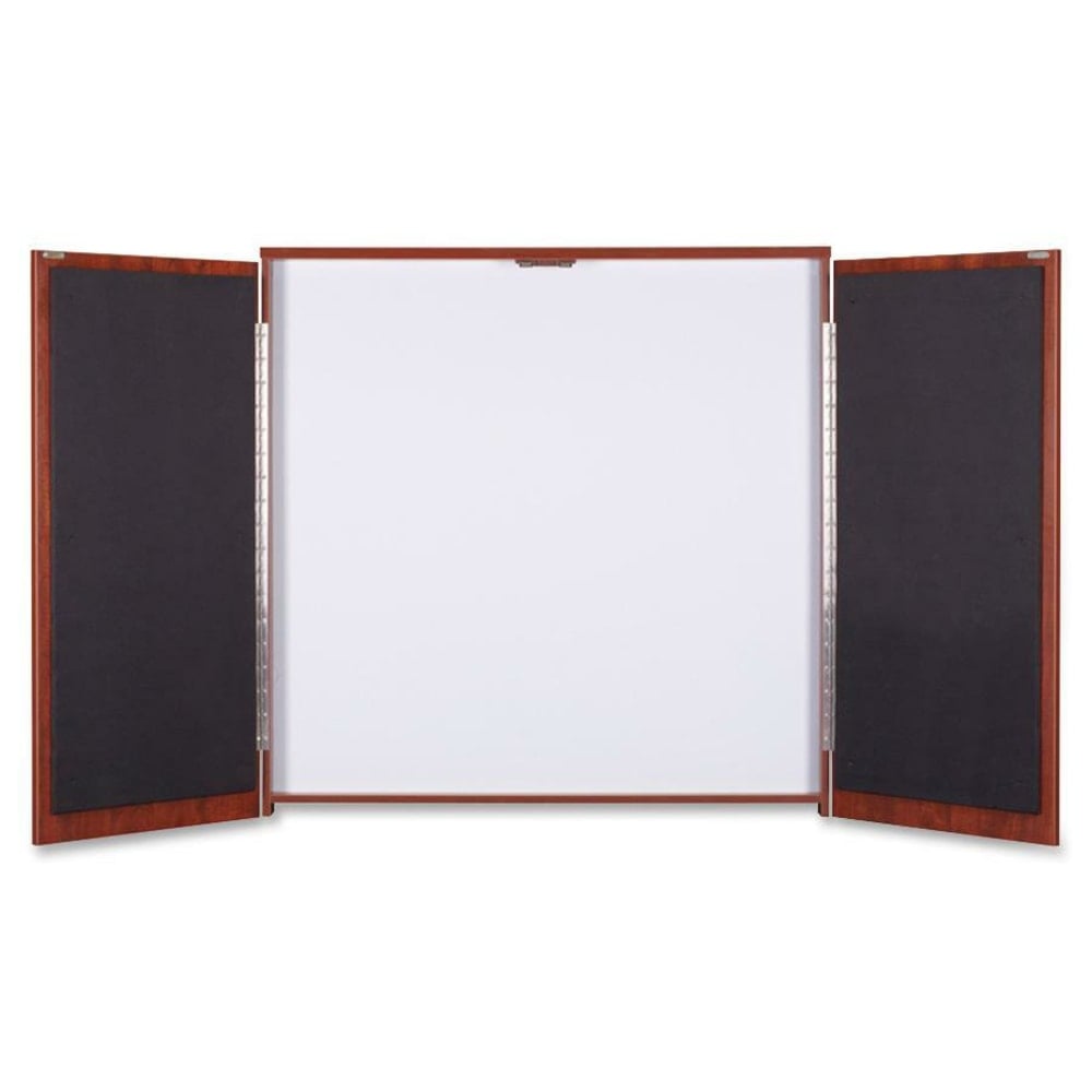 Lorell Dry-Erase Whiteboard Presentation Cabinet, 47.3inH x 47.3inW x 4.8inD, Cherry MPN:69866