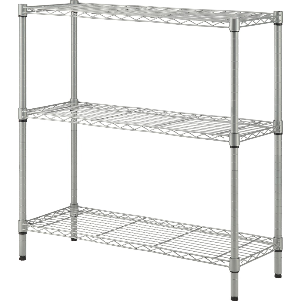 Lorell Light-Duty Wire Shelving, 3 Tier(s), 36inH x 36inW x 14inDFloor, Sturdy, Epoxy, Silver, Plastic, Metal, Steel MPN:70066