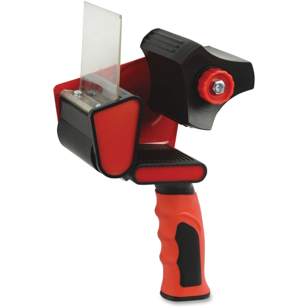 Sparco 3in Packaging Tape Dispenser - 3in Core - Ergonomic Design, Adjustable Tension Mechanism, Durable - Red, Black - 1 Each MPN:68535