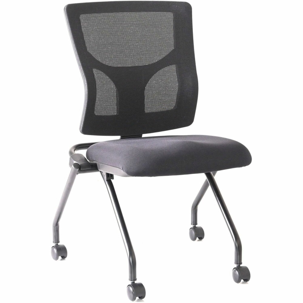 Lorell Conjure Mesh Training Chairs - Polyurethane, Molded Foam, Fabric Seat Material - Black - 2 / Carton MPN:62020