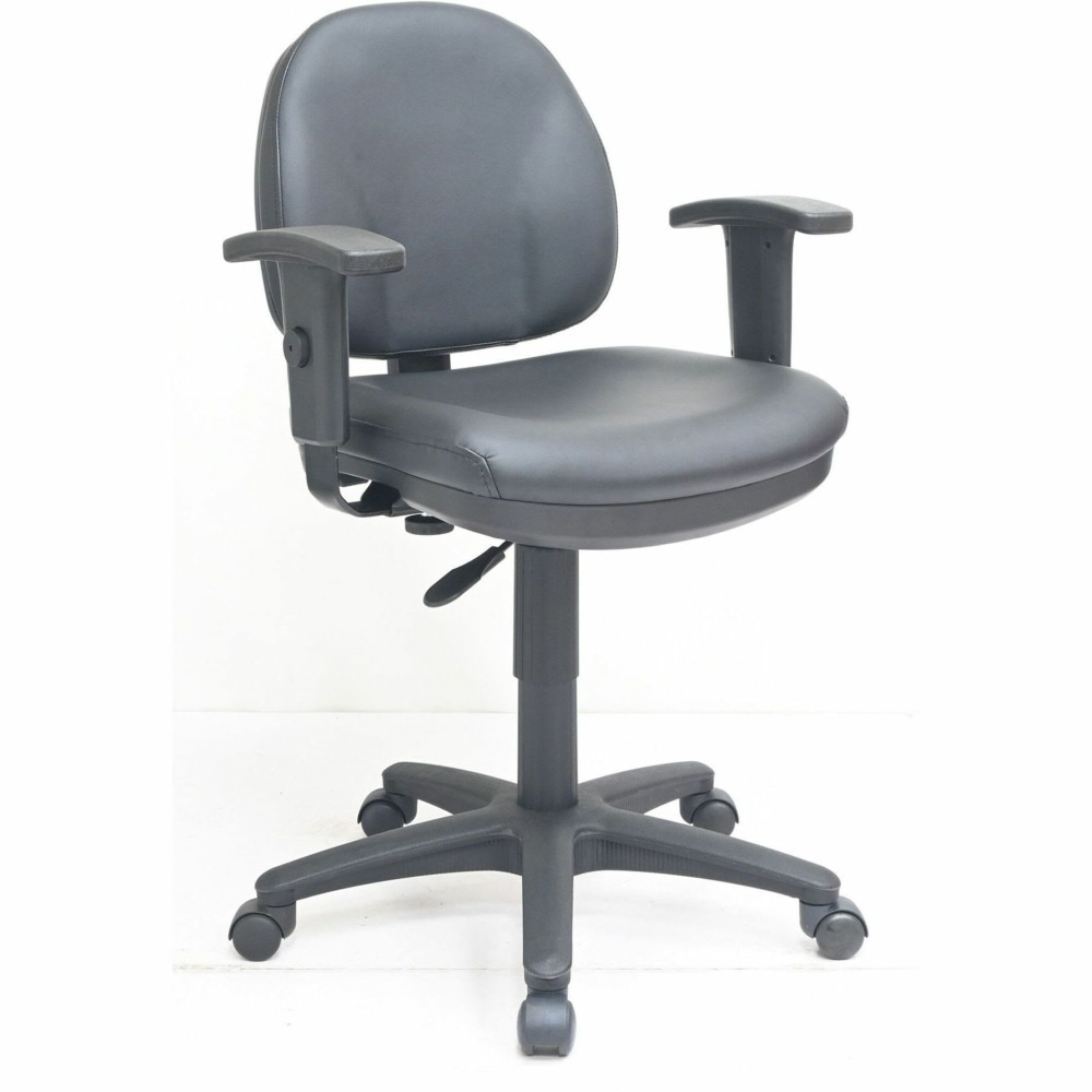 Lorell Millenia Series Pneumatic Adjustable Task Chair - Vinyl Seat Material - Vinyl Back Material - 5-star Base - Black - Vinyl, Plastic - 1 Each MPN:80014