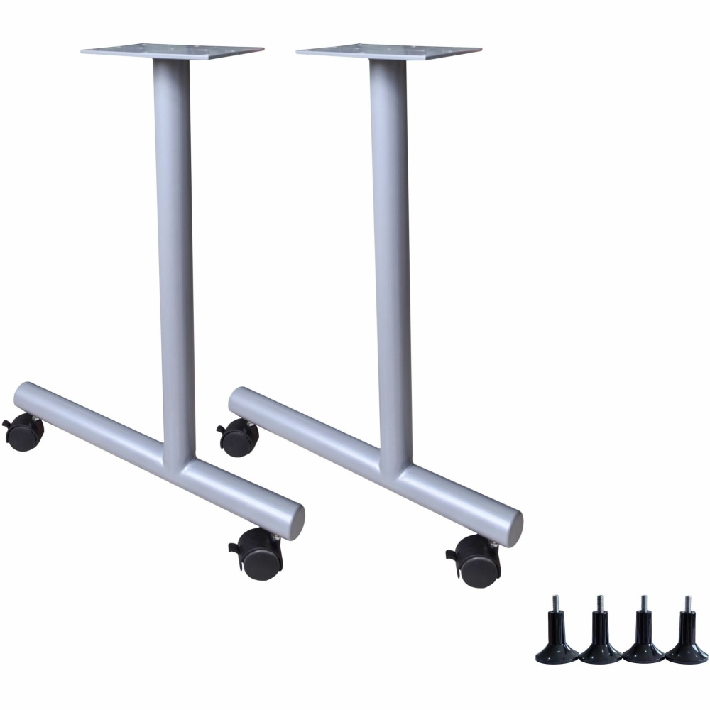 Lorell Invent Training Table Components - Silver C-leg Base - 2 Legs - 28.50in Height x 5in Width x 22in Depth - Training - Assembly Required - 2 / Set MPN:60800