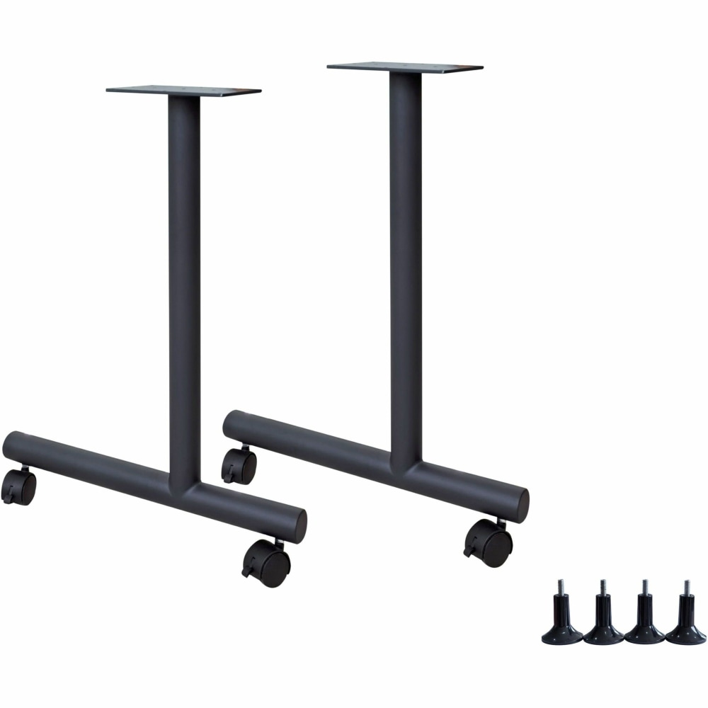 Lorell Invent Training Table Components - Black C-leg Base - 2 Legs - 28.50in Height x 5in Width x 22in Depth - Training - Assembly Required - 2 / Set MPN:60801