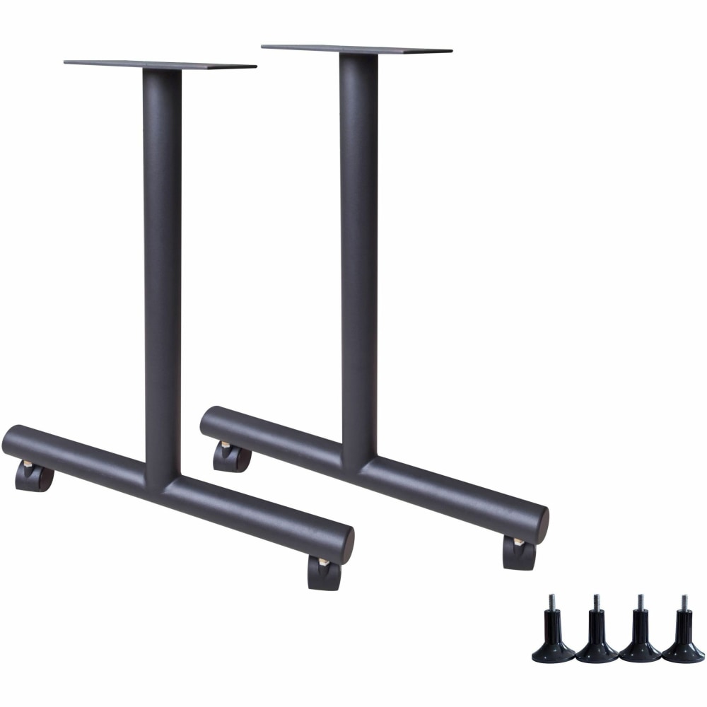 Lorell Invent Training Table Components - Black T-shaped Base - 2 Legs - 28.50in Height x 5in Width x 22in Depth - Training - Assembly Required - 2 / Set MPN:60803