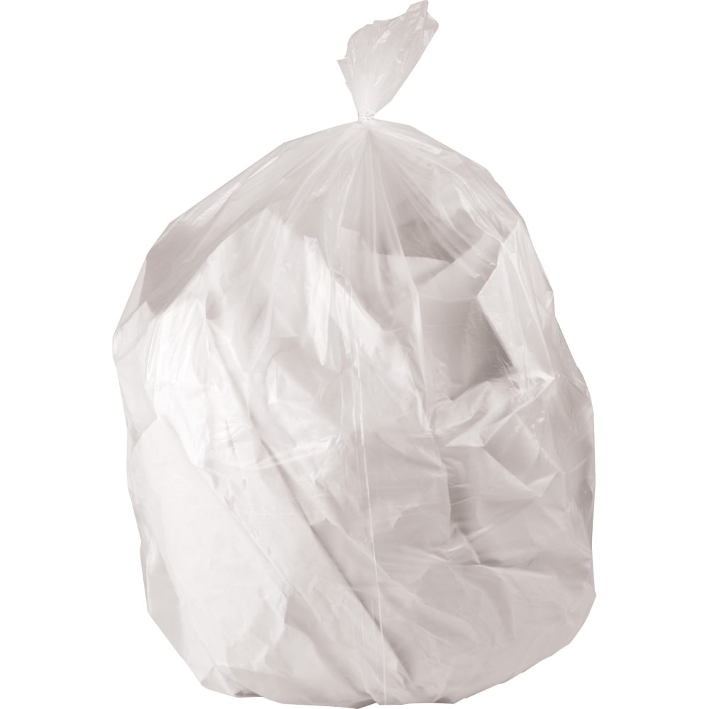 Genuine Joe Strong Economical Trash Bags - 56 gal Capacity - 43inx 48in x 0.87 mil (22 Micron) Thickness - Clear - Resin - Waste Disposal - 150 / Carton MPN:02858