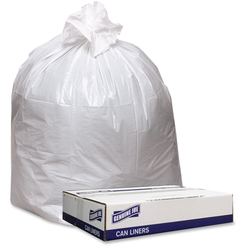 Genuine Joe Heavy-Duty Trash Bags, 33 Gallons, White, 0.9 mil, Box Of 100 MPN:3339W