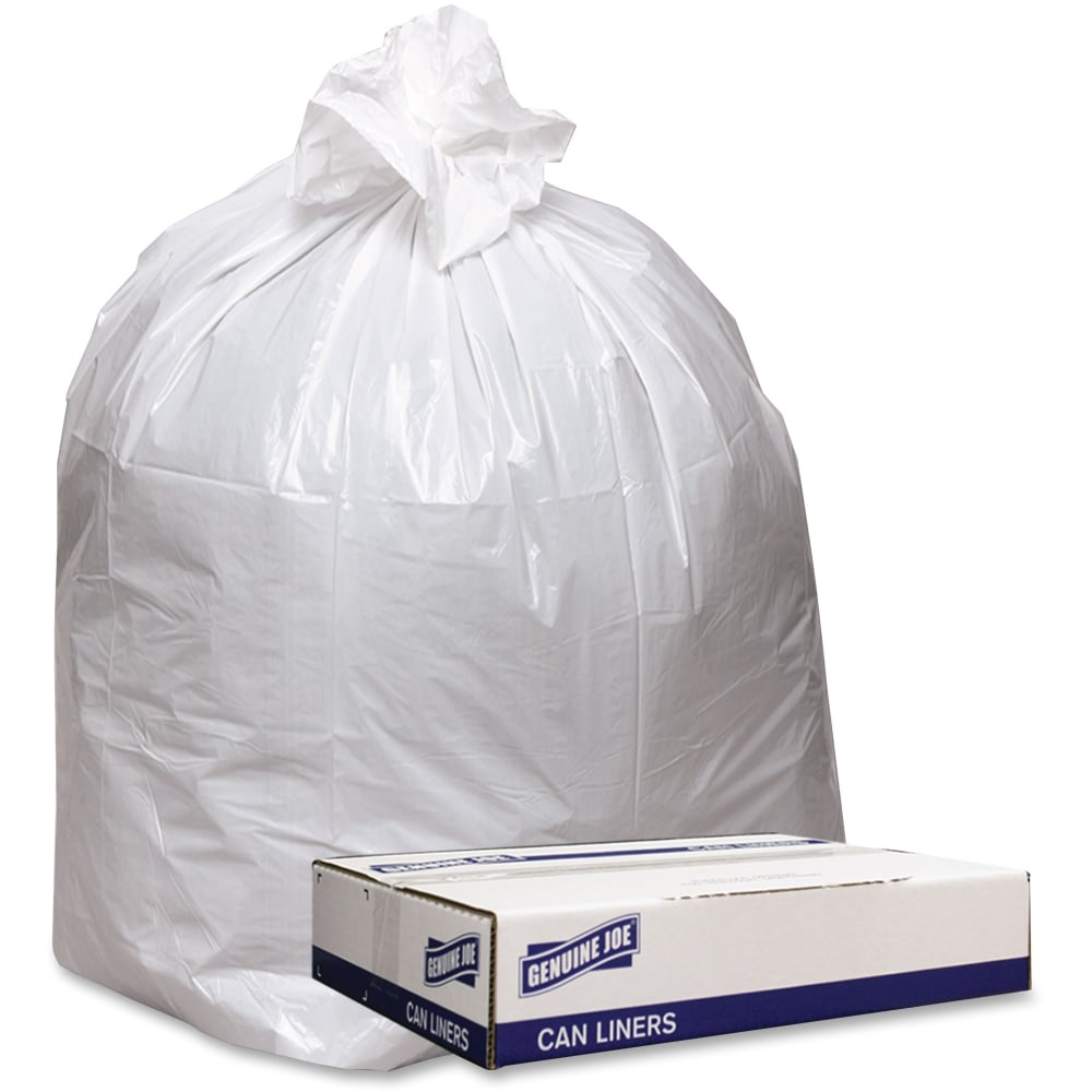 Genuine Joe Low Density White Can Liners, 56 gal Capacity, 43inx 47in, 0.90 mil (23 Micron) Thickness, 100 Count - 4347W MPN:4347W
