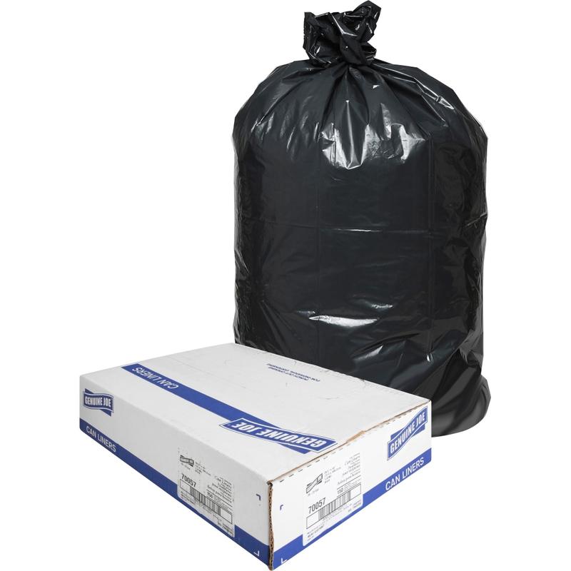Genuine Joe Trash Bags, 23 gal, 43inH x 28-1/2inW, 70% Recycled, Black, 150 Bags MPN:70057