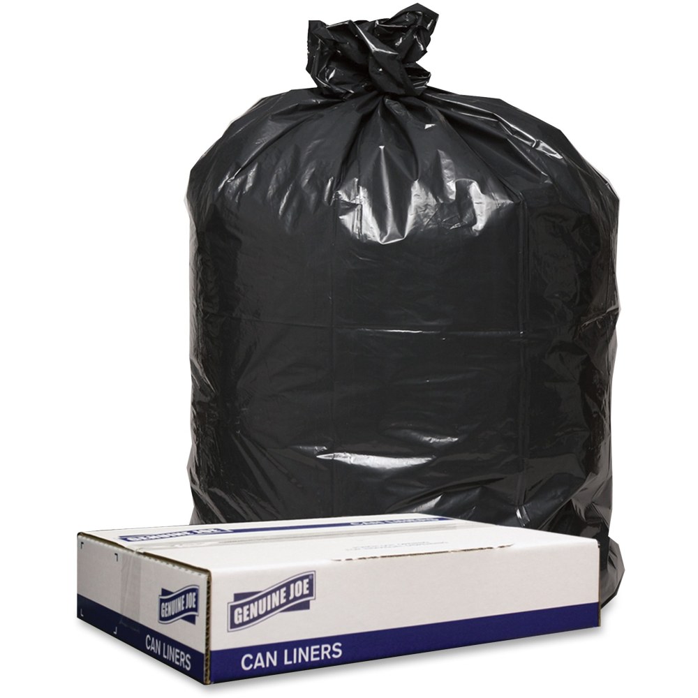 Genuine Joe Low Density Black Can Liners, 56 gal Capacity, 43inx 47in, 1.20 mil (30 Micron) Thickness, 100 Count - 98210 MPN:98210
