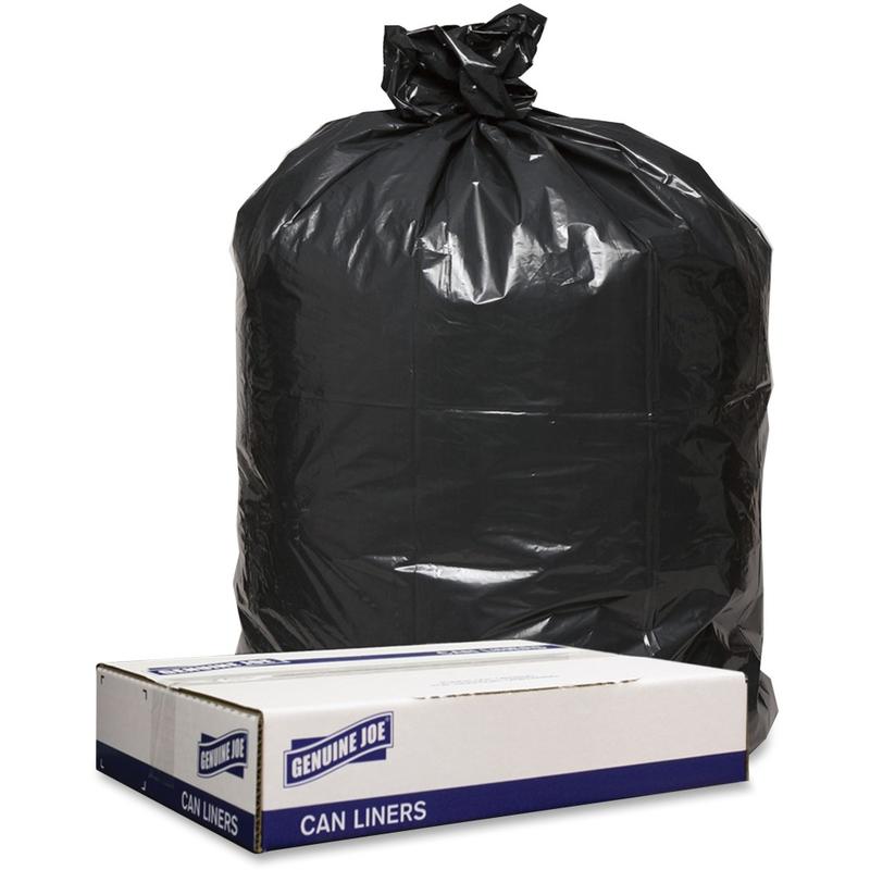 Genuine Joe Trash Bags, 47inH x 43inW, 70% Recycled, Black, 100 Bags MPN:98211