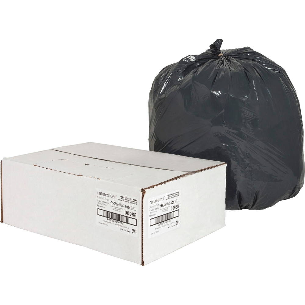 Nature Saver 0.85 mil Can Liners, 16 Gallons, 24in x 31in, 75% Recycled, Black, Box Of 500 MPN:00988