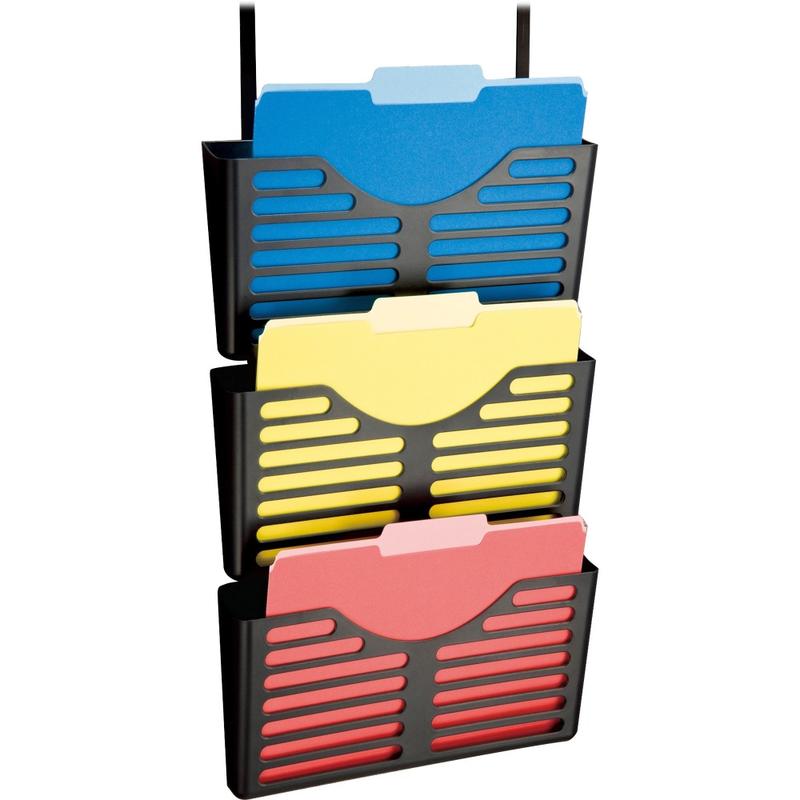 Lorell 3-Pocket Plastic Hanging Wall File, 9-3/4inH x 13-3/4inW x 4-9/16inD, 30% Recycled, Black MPN:80666