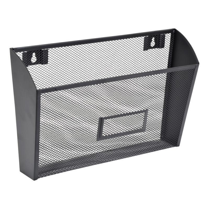 Lorell Mesh Single Wall Pockets, 6.62inH x 12.62inW x 4.75inD, Letter Size, Black, Carton Of 4 Pockets MPN:LLR84144CT