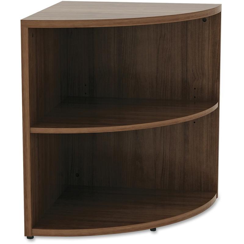 Lorell Essentials Series 30inH 2-Shelf Corner Bookcase, Walnut MPN:69617