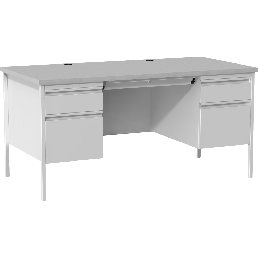 LorellDouble Pedestal Writing Desk, 30inW, Gray MPN:60935