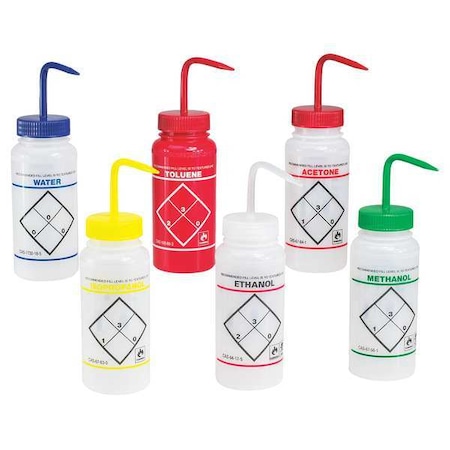 Wash Bottle, Std Spout, 500ml, Assorted, PK6 MPN:F11646-0050