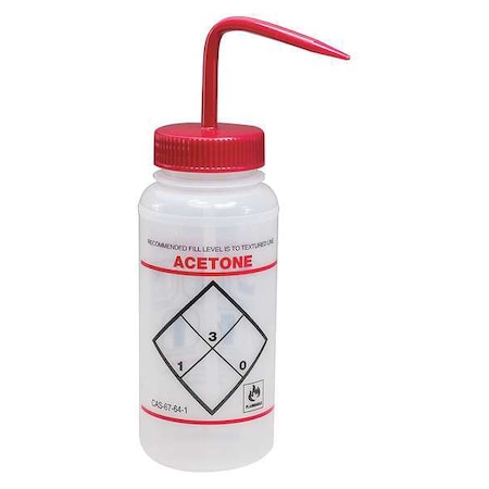 Wash Bottle, Std 16 oz, Acetone, Red, PK6 MPN:F11646-0622