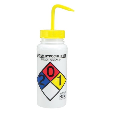Wash Bottle, Std, 16 oz, Bleach, Yellow, PK6 MPN:F11646-0627
