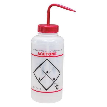 Wash Bottle, Std Spout, 32 oz, Acetone, PK6 MPN:F11646-2232