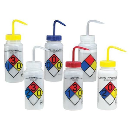 Wash Bottle, Std Spout, 500mL, Assorted, PK6 MPN:F11716-0050