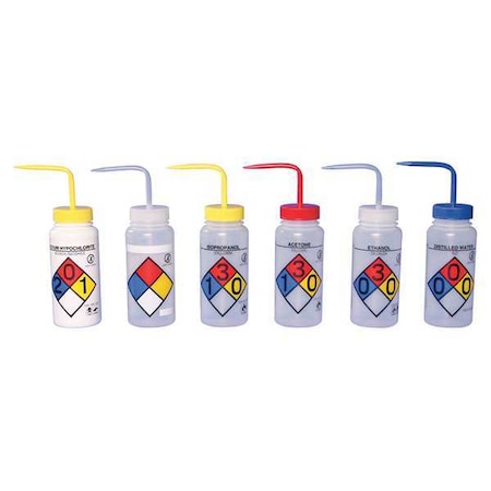 Wash Bottle, Standard 16 oz, Assorted, PK6 MPN:F11816-0050