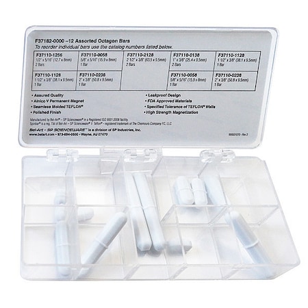 Stir Bar Kit, 12.7-50.8 mm L, Oct, PK12 MPN:F37182-0000