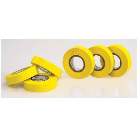 Masking Tape, 1/2 in W x 15 yd L, 6.3 mil Thick, Yellow, Rubber Adhesive, 6 PK MPN:F13481-0050