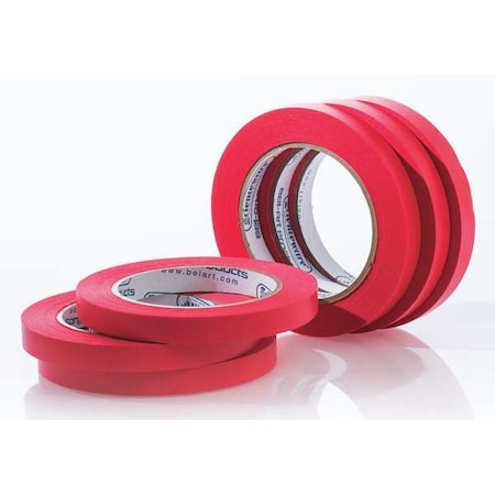 Masking Tape, 1/2 in W x 40 yd L, 6.3 mil Thick, Red, Rubber Adhesive, 6 PK MPN:F13484-0050