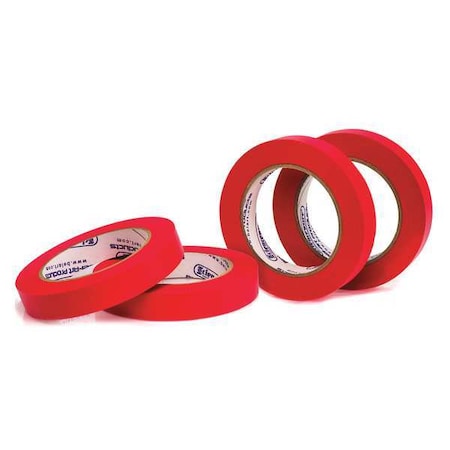 Label Tape, 3/4 in W x 40 yd. L, 6.30 mil Thick, Red, Rubber Adhesive, 4 PK MPN:F13484-0075