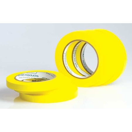 Masking Tape, 1/2 in W x 40 yd L, 6.3 mil Thick, Yellow, Rubber Adhesive, 6 PK MPN:F13485-0050