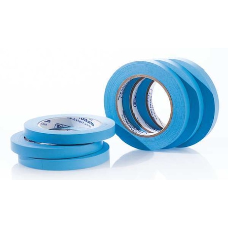 Masking Tape, 1/2 in W x 40 yd L, 6.3 mil Thick, Blue, Rubber Adhesive, 6 PK MPN:F13487-0050
