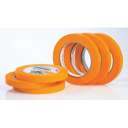 Masking Tape, 1/2 in W x 40 yd L, 6.3 mil Thick, Orange, Rubber Adhesive, 6 PK MPN:F13488-0050