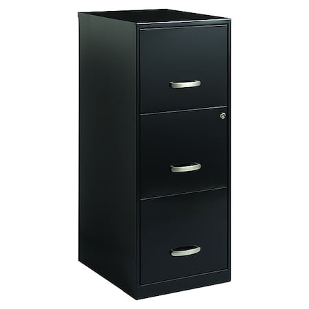 3 Drawer Vertical File Cabinet, Black, Letter MPN:18573