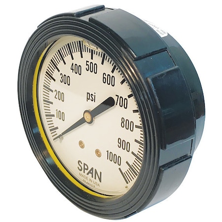 Industrial Pressure Gauge, 0 to 200 psi, 2 1/2 in Dial, 1/4 in NPT, Center Back Location MPN:LFC-220-200-G