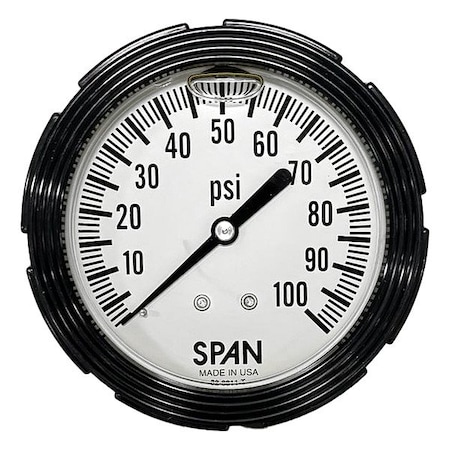 Industrial Pressure Gauge, 1/4 in NPT, Center Back Location MPN:LFC210-100-PSI-G-CERT