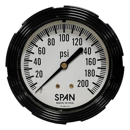 Industrial Pressure Gauge, 1/4 in NPT, Center Back Location MPN:LFC210-200-PSI-G-CERT