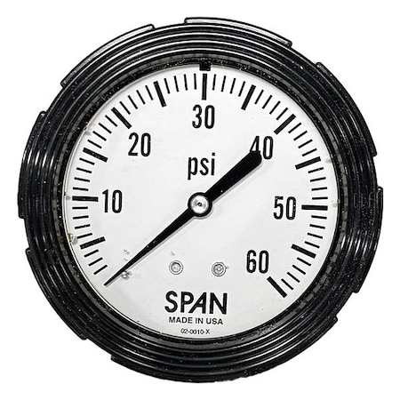 Industrial Pressure Gauge, 1/4 in NPT, Center Back Location MPN:LFC210-60-PSI-G-CERT